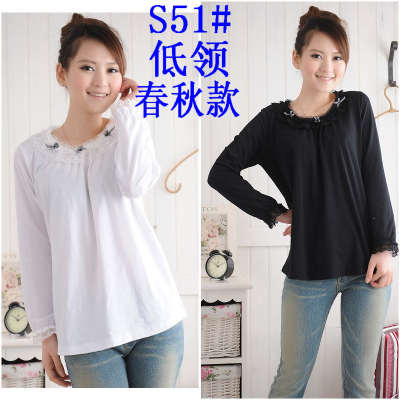 Fashion maternity 2 spring maternity clothing top basic shirt spring and autumn all-match lace t-shirt