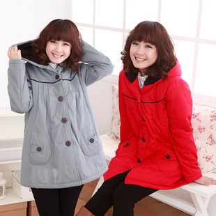 Fashion maternity clothing autumn and winter maternity wadded jacket lambsdown with a hood maternity outerwear maternity
