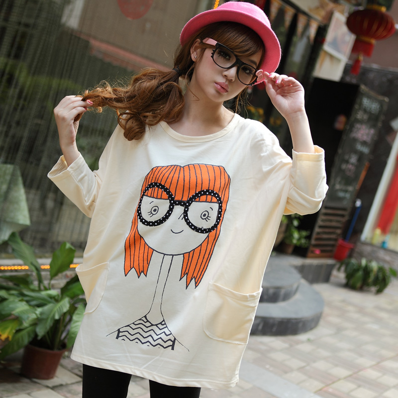 Fashion maternity clothing autumn top maternity long-sleeve T-shirt long design maternity long-sleeve T-shirt loose