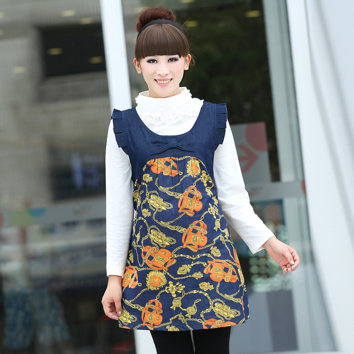 Fashion maternity clothing autumn vest one-piece dress tank dress plus size maternity autumn skirt q3260
