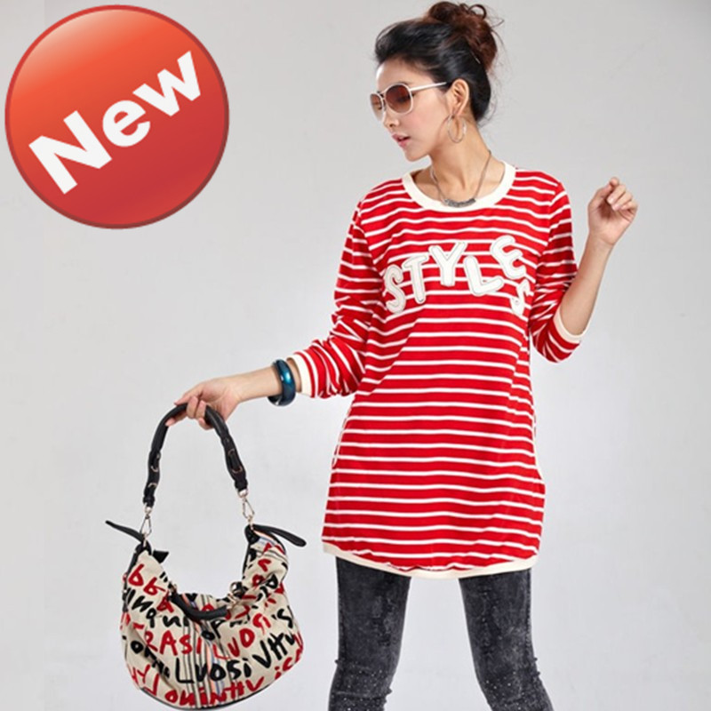 Fashion maternity clothing maternity long design spring top spring and autumn maternity stripe long-sleeve T-shirt