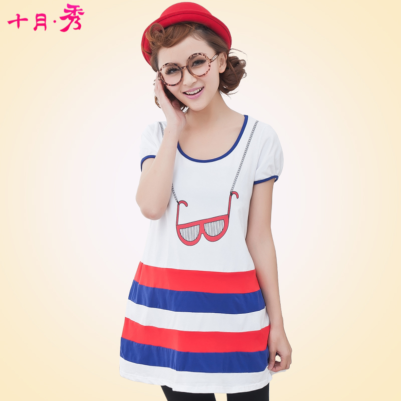 Fashion maternity clothing summer maternity top maternity t-shirt lengthen maternity top 9191