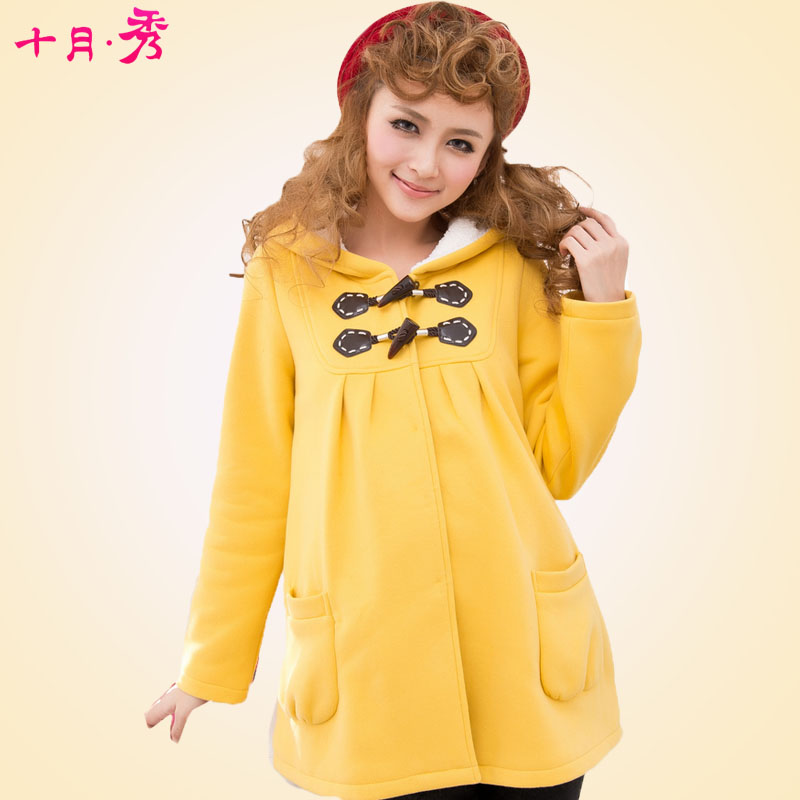 Fashion maternity clothing winter thickening plus velvet maternity top berber fleece maternity outerwear 9638