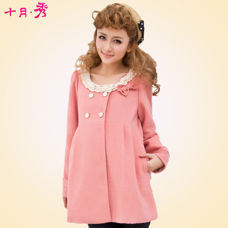 Fashion maternity clothing woolen overcoat maternity outerwear maternity woolen spring outerwear 9670