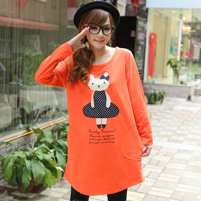 Fashion maternity long-sleeve T-shirt loose maternity clothing autumn top long design maternity long-sleeve T-shirt