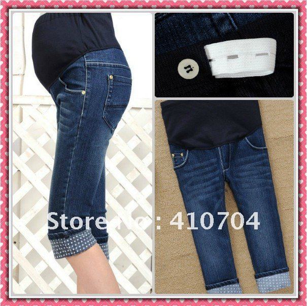 fashion maternity pants Denim capri trousers Elastic waistline jeans m l xl xxl  top quality for Pregnant women