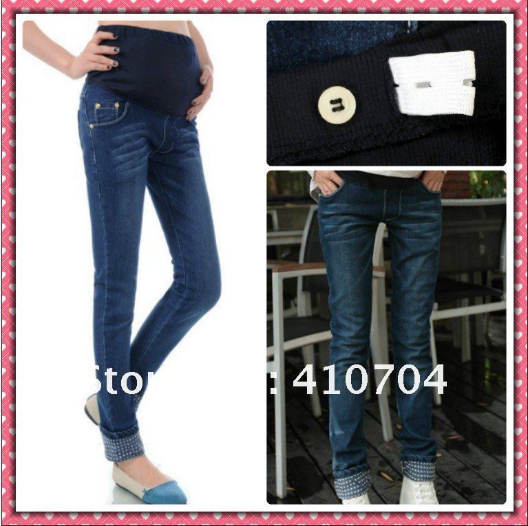 fashion maternity pants Denim trousers Elastic waistline jeans m l xl xxl top quality for Pregnant women