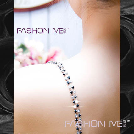 Fashion me : fashion temptation double two-color crystal metal bra shoulder strap