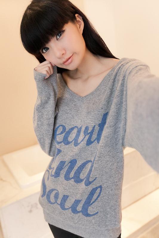 Fashion medium-long V-neck pullover sweater loose plus size sweater outerwear