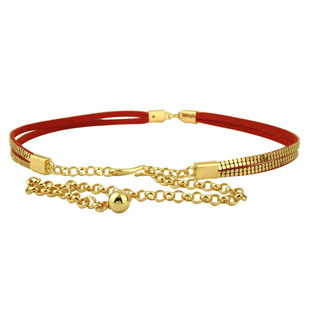 Fashion metal paillette women's genuine leather metal chain tassel hook belly chain thin belt