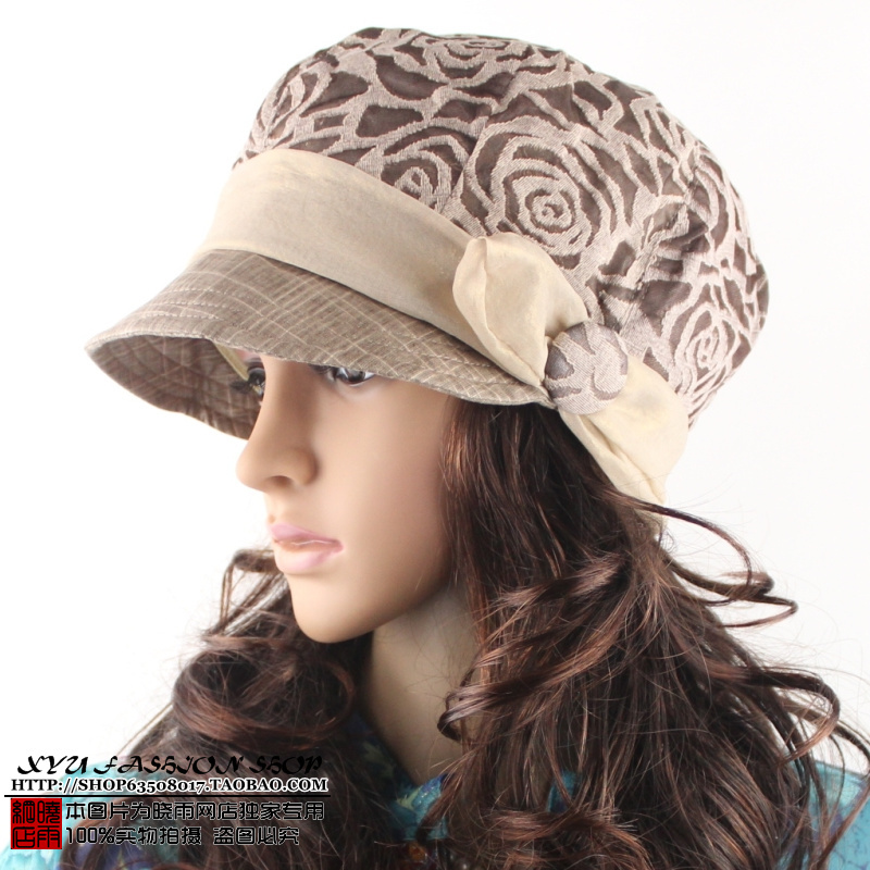 Fashion millinery women's hat embossed ribbon brimmed hat fashion cap
