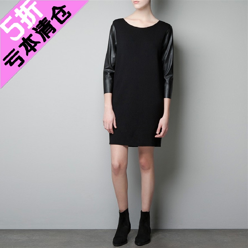Fashion new arrival 2013 leather patchwork fashion one-piece dress
