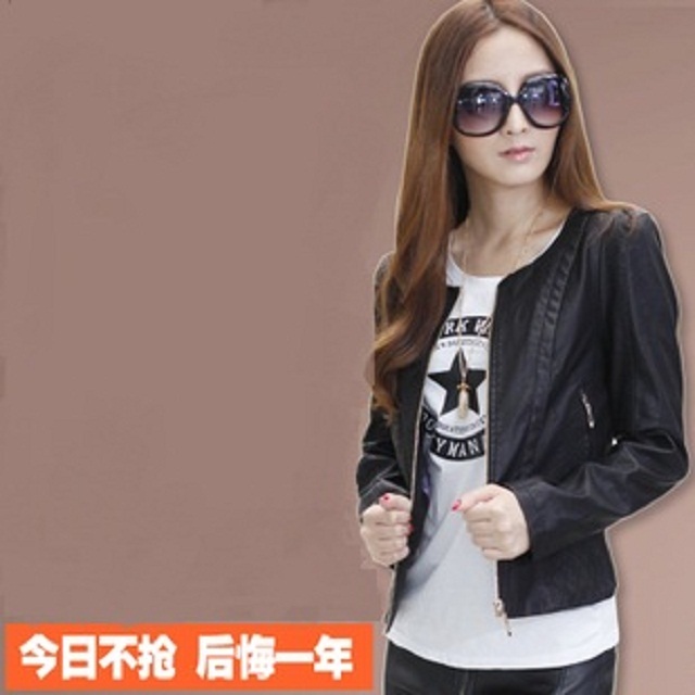 Fashion new arrival 2013 women's female short design women's small leather clothing slim jacket PU motorcycle coat