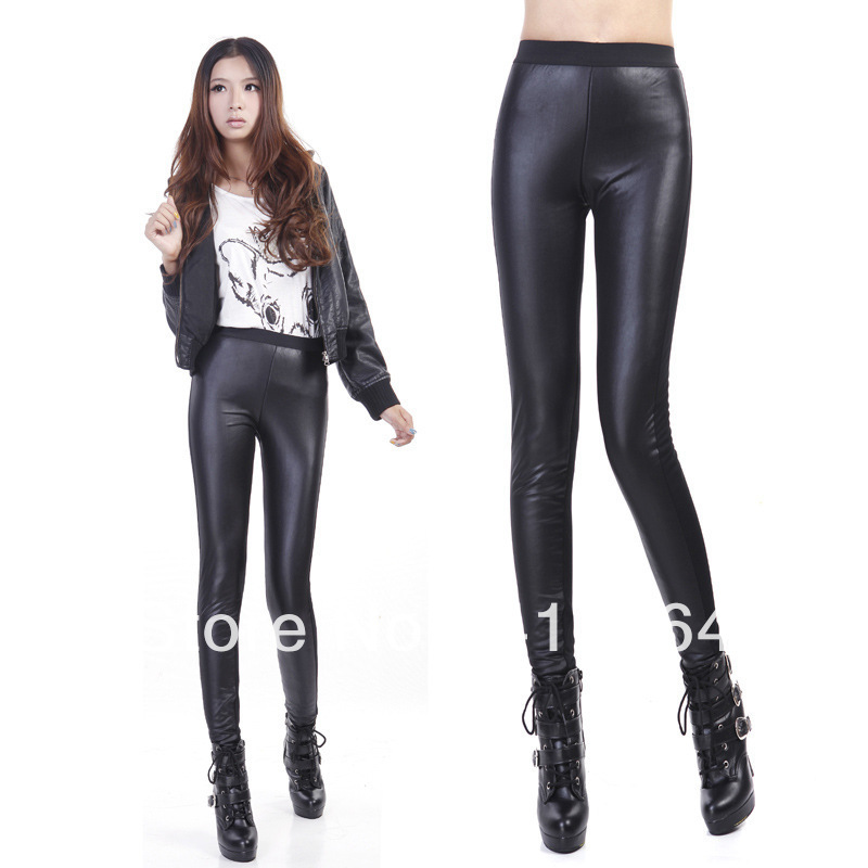Fashion new winter Korea faux leather leggings black skin after cotton Slim sexy thick leggings