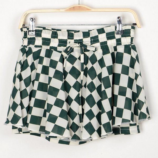 Fashion normic iu-in 2013 spring elastic waist plaid culottes high quality chiffon material m030800