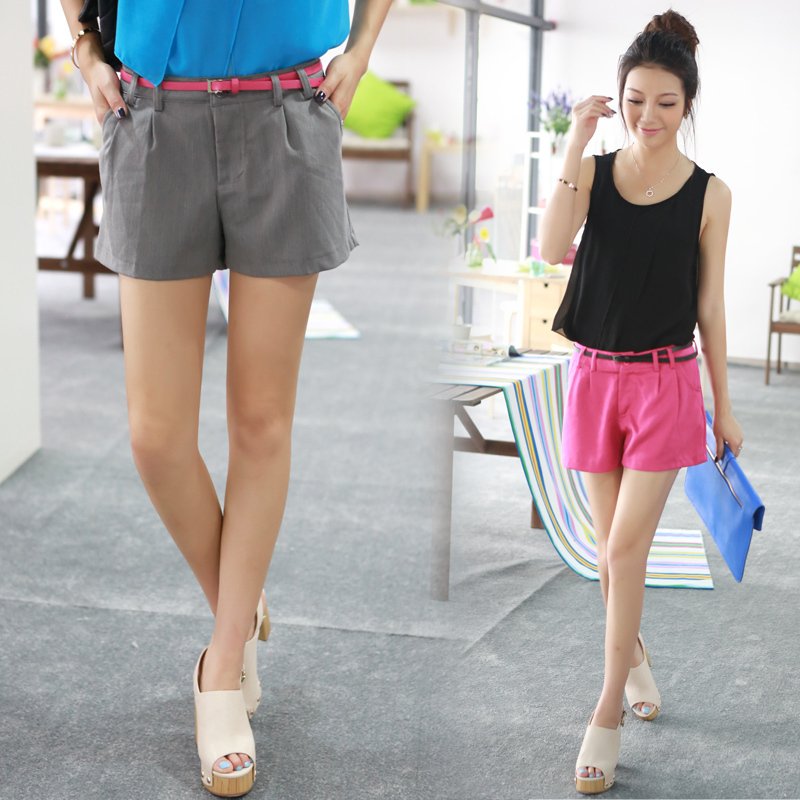 Fashion normic slim applique back pocket shorts belt k0856