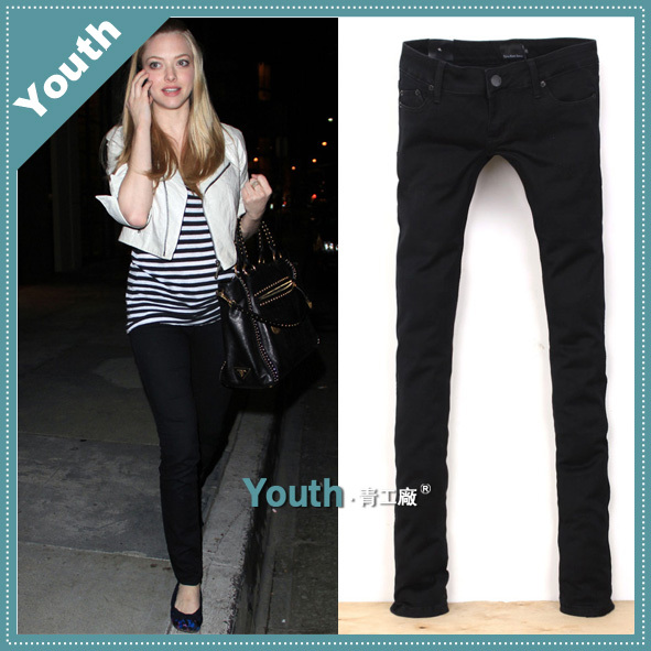 Fashion normic spring simple all-match fabric excellent slim black pants