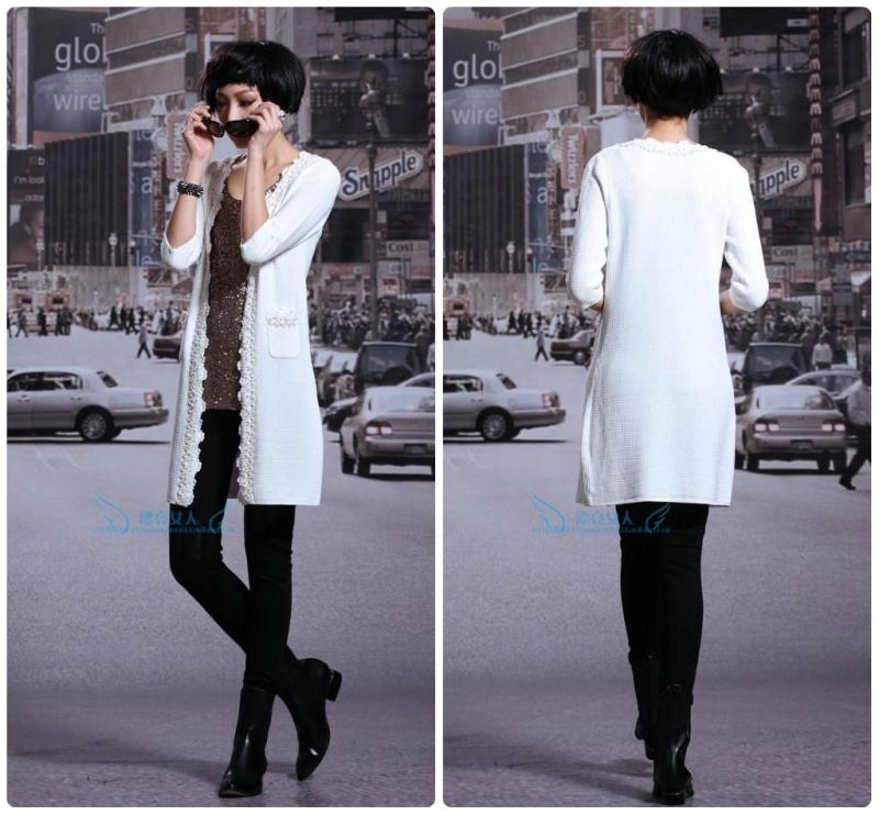 Fashion normic wool knitted outerwear trench quality women's white collar 2012