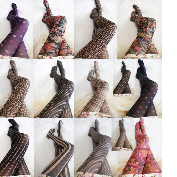 Fashion normicprint flower color  pantyhose vintage velvet plus file  womens legging  PL12060506