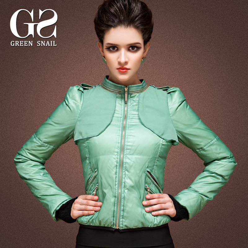 Fashion orange thin down coat female 2012 down coat female short design winter down outerwear