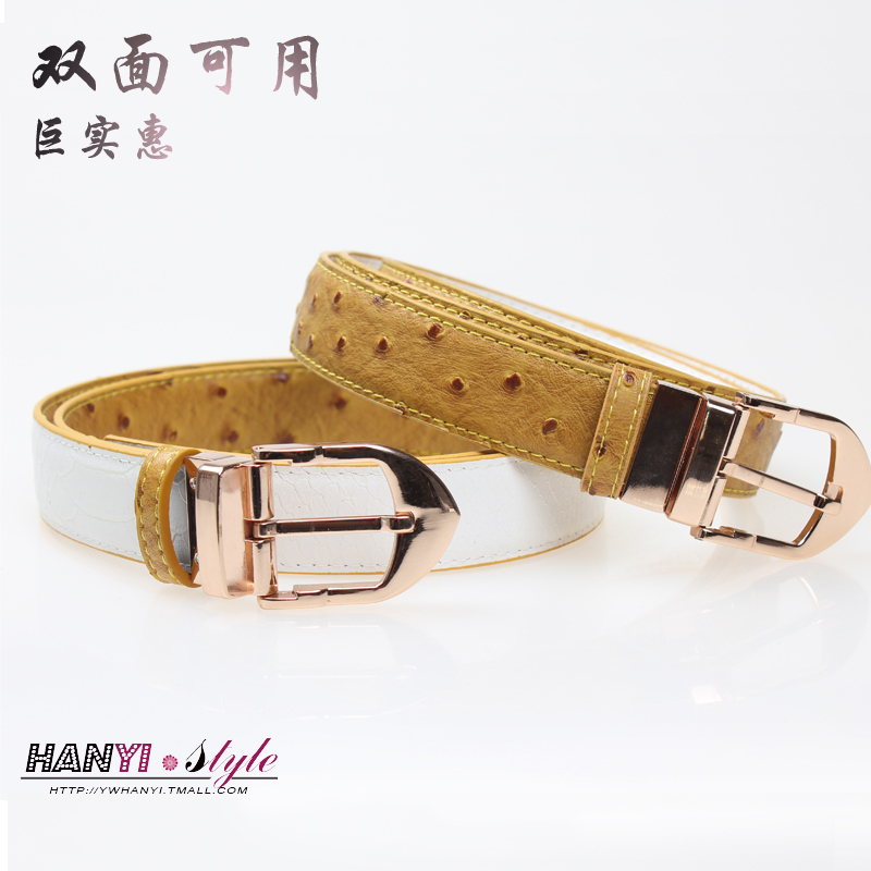 Fashion ostrich genuine leather women's strap Women decoration belt all-match belt female