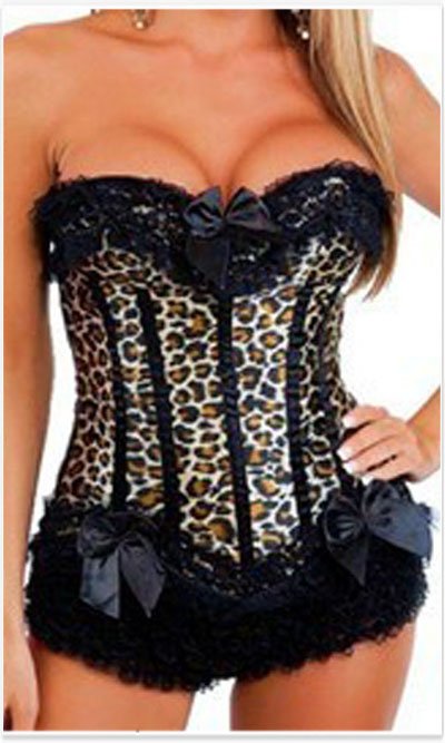 Fashion overbust corset with black flowers Free shipping - qm6168