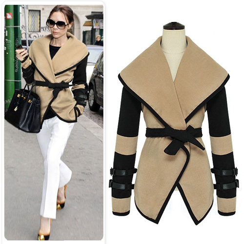 Fashion Patchwork Newest Formal OL Spring Winter Outwear Trench Coat Polyster With Sashes Women's Jacket WC152 -1 -6