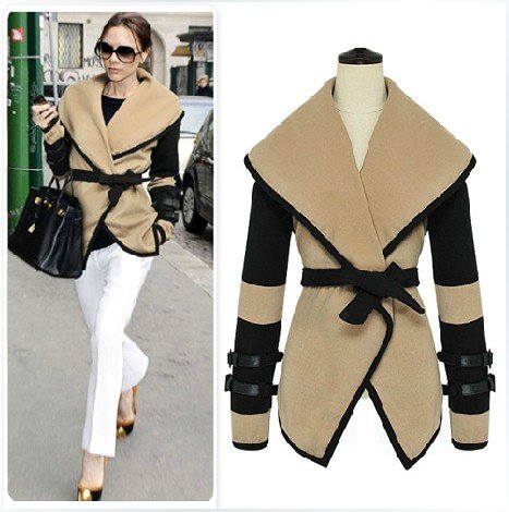 Fashion Patchwork Newest Formal OL Spring Winter Outwear Trench Coat Polyster With Sashes Women's Jacket WC152 -1
