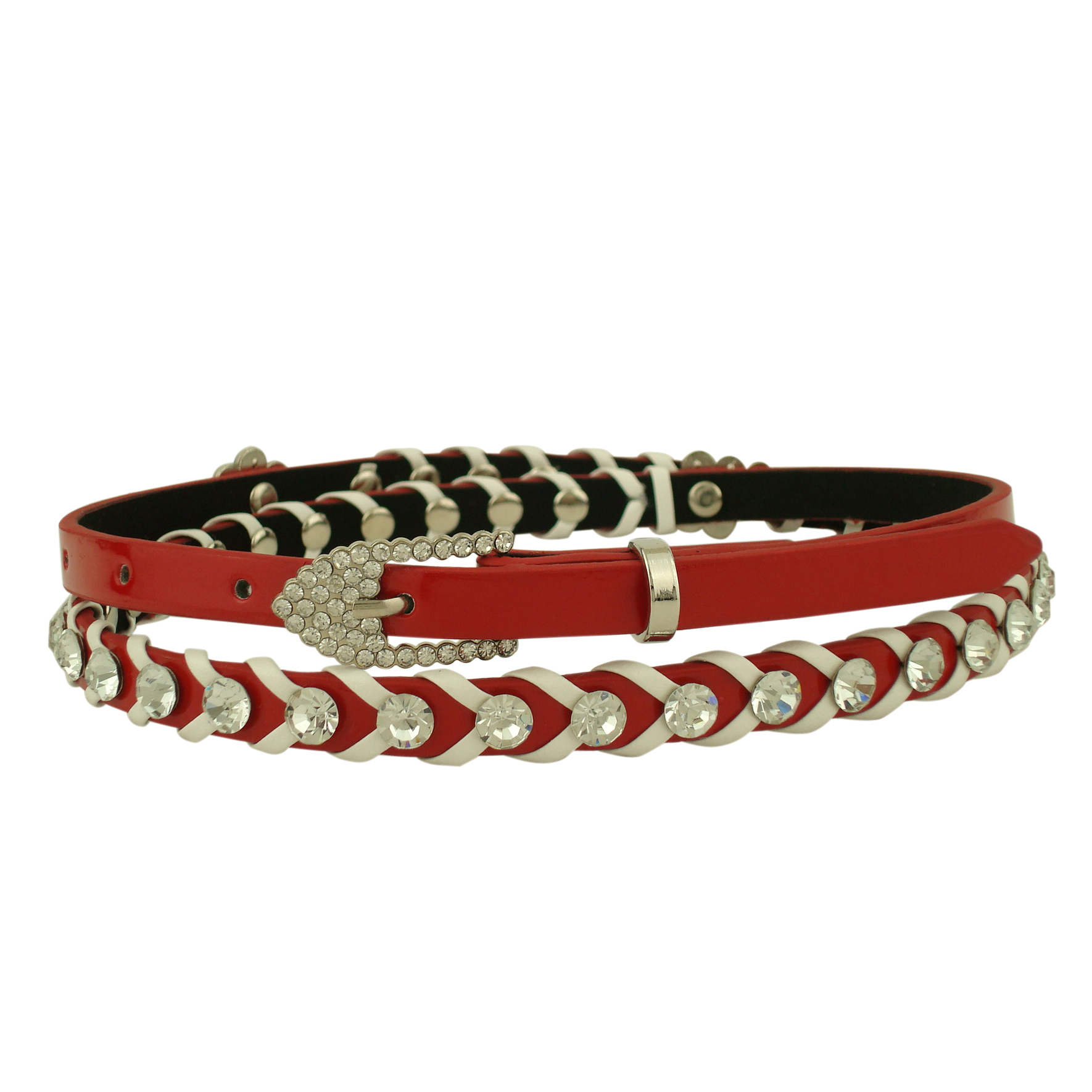 Fashion patent leather diamond knitted diamond agings women's belt strap