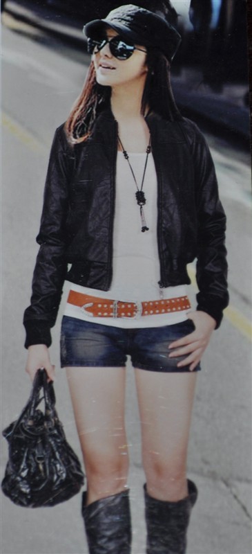 Fashion personality short design faux leather clothing outerwear