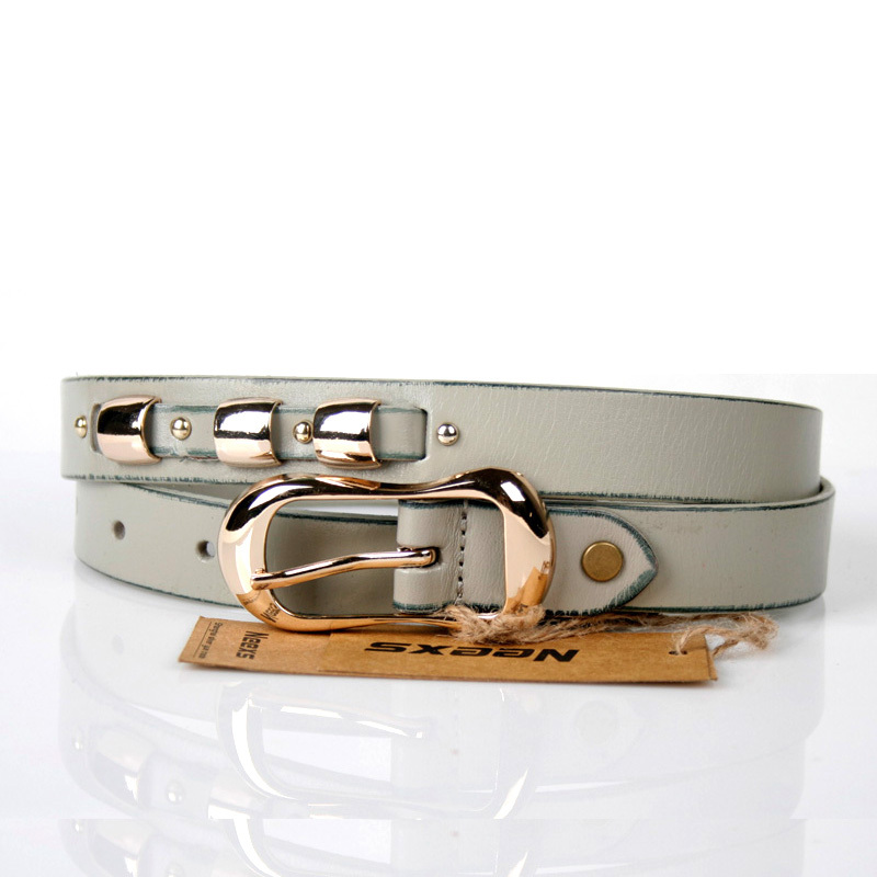 Fashion pin buckle rivet women's genuine leather thin belt strap women's genuine leather belt