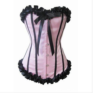 Fashion Pink & black Seamless Corset with steel buckle