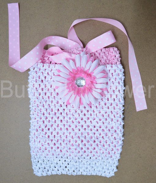 Fashion pink crochet baby tops Interchangeable Tops 9 inchs in length comes with  flowers  24pcs/lot