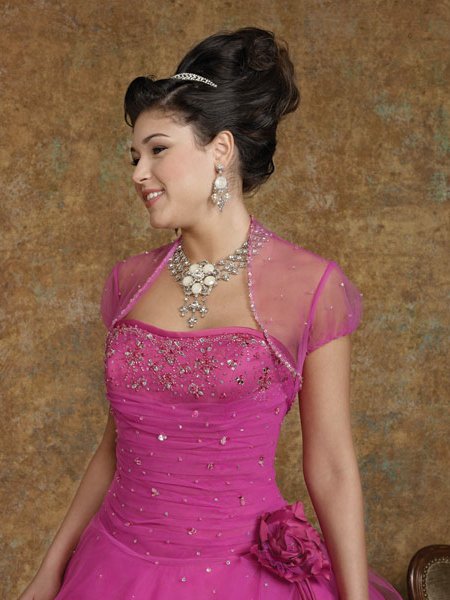 fashion pink Tulle luxs beads Bridal Jacket/wraps/bolero/stole/shawl-free ship JK-31