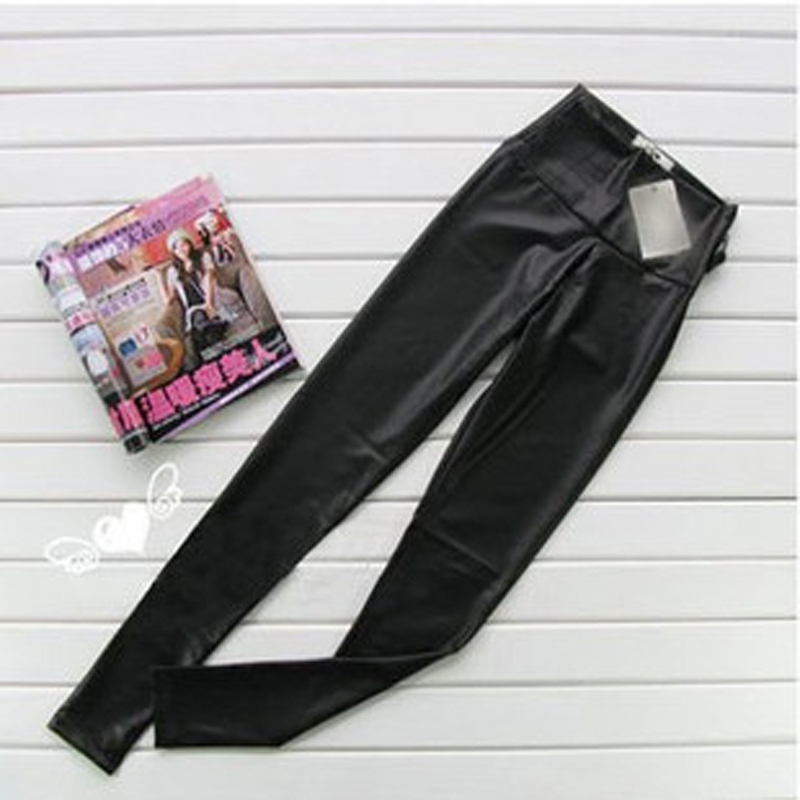 Fashion plus size high waist matte faux leather legging pants female trousers tight