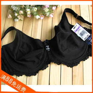 Fashion plus size underwear thin black lace plus size bra with wire 85e