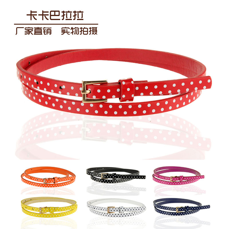 Fashion polka dot candy color beautiful all-match dot strap belt patent leather