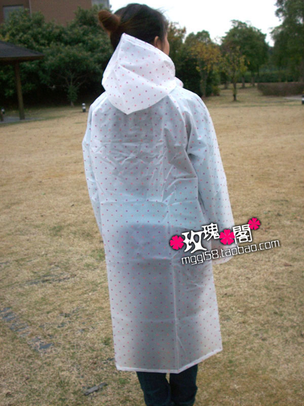 Fashion polka dot transparent eva raincoat adult raincoat gauze Size fits all