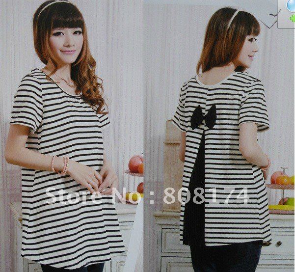 Fashion Pregnant women T-shirt Summer Cute Maternity Loose Short-Sleeved Long Section Cotton Women T-Shirt