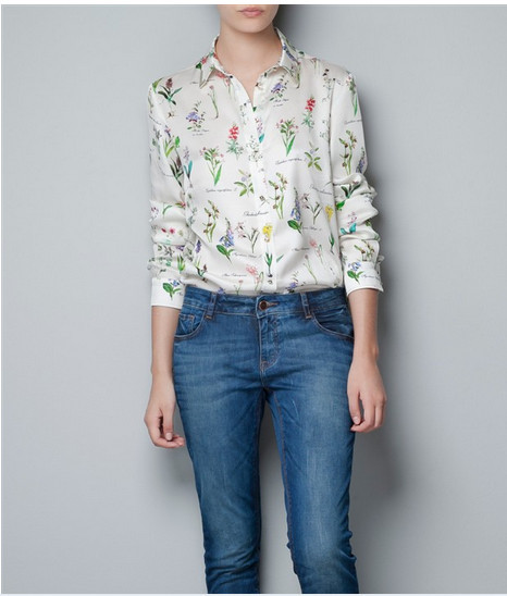 fashion print sequined collar chiffon women's blouse  women's  shirt free shipping