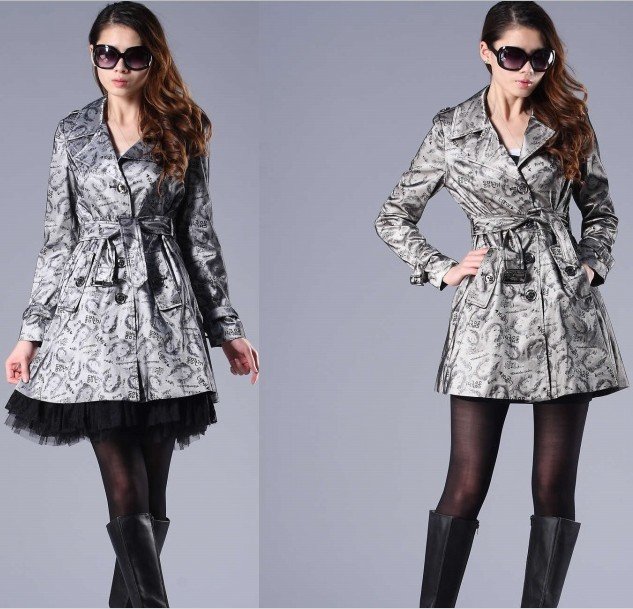 fashion printing sliming and gentle  dust coat    Free shipping