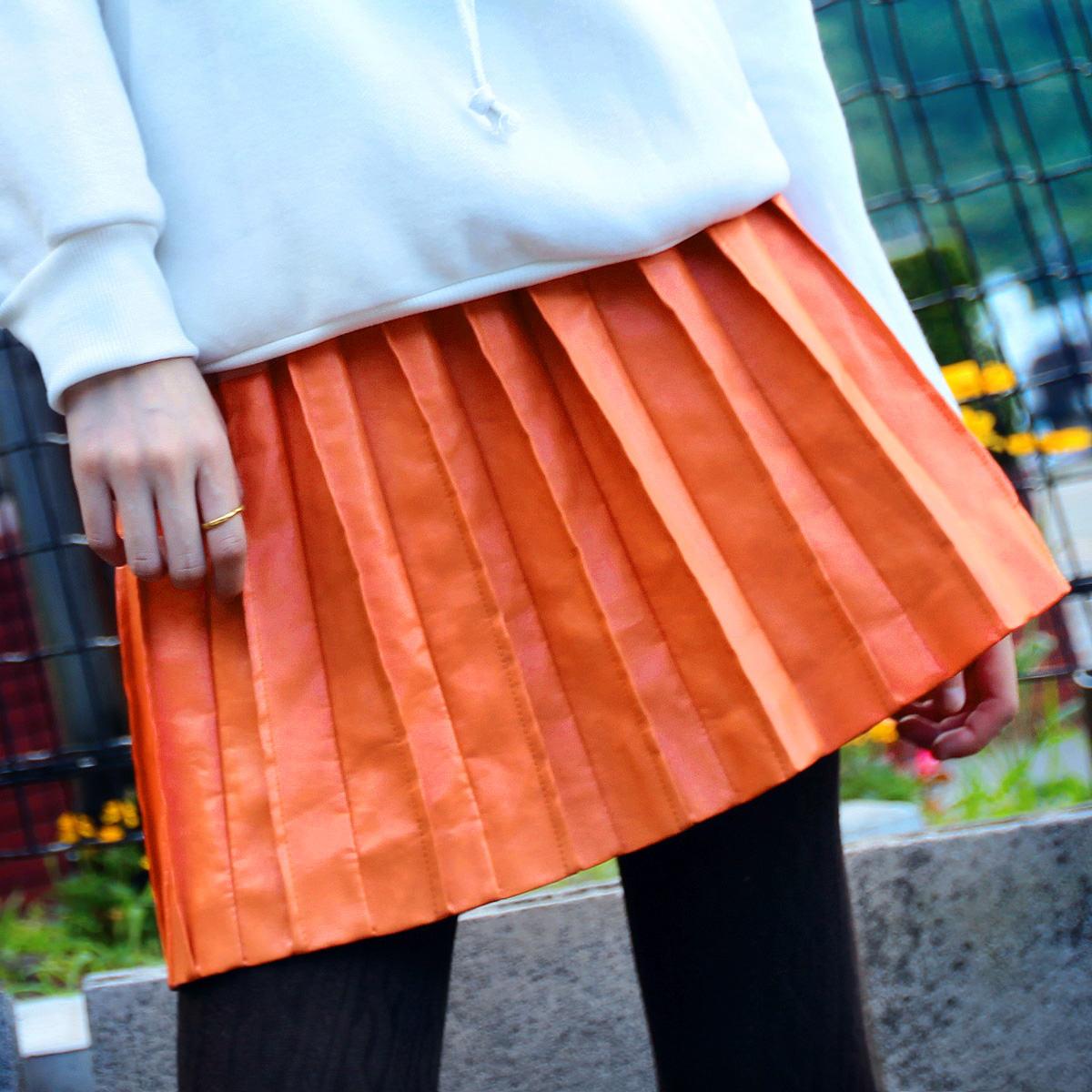 Fashion punk pleated sexy elastic waist leather skirt short skirt 9261203