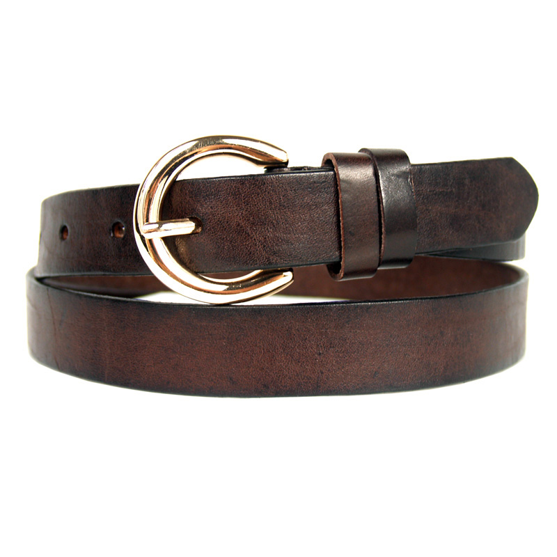 Fashion pure women's first layer of cowhide strap trend vintage casual genuine real  leather waist of trousers belt brown