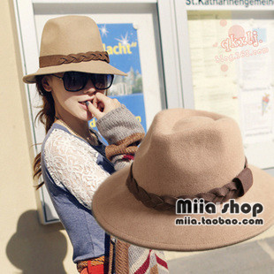 Fashion pure woolen hat fashion twist fedoras women's autumn and winter in the winter , Free Shipping