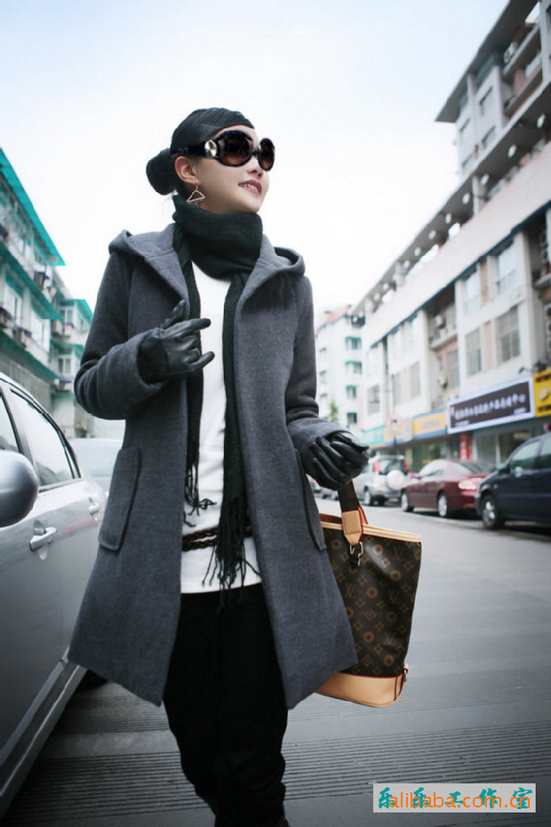 Fashion quality fabric women's trench autumn and winter outerwear cotton-padded jacket overcoat