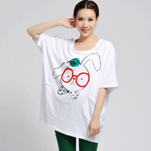 Fashion rabbit soft 100% cotton loose plus size maternity t-shirt maternity top 23055