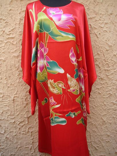 Fashion Red Chinese Women's Silk Rayon Robe Gown Nightgown Yukata One Size Free Shipping S4014