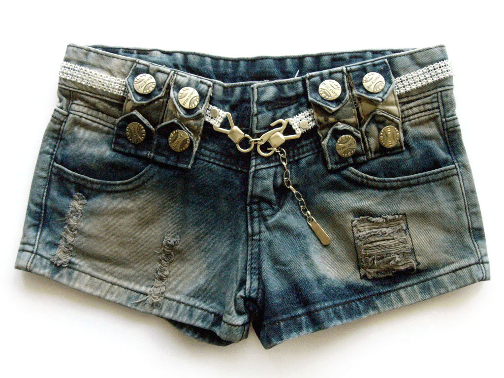 Fashion repair boot cut jeans hole women's denim ultra-short thermal trousers 908