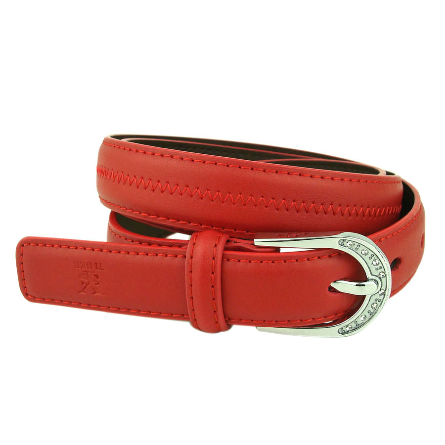 Fashion rhinestone agings casual all-match red cowhide women's strap genuine leather female