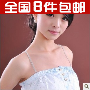 Fashion rhinestone double shoulder strap pectoral girdle underwear shoulder strap invisible tape bra with halter-neck female